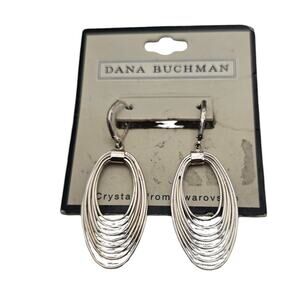 Elegant Layered Silver-tone Oval Drop Dangle Earrings - Modern Chic